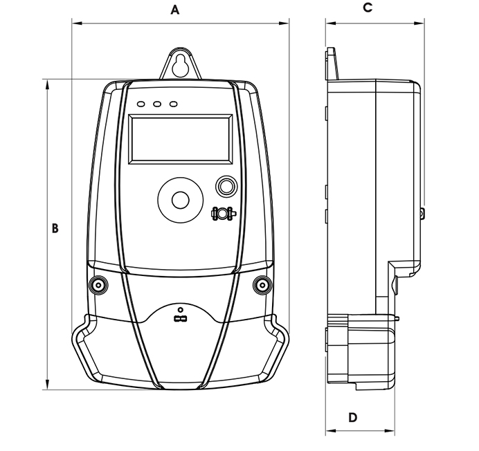 EC25TV Aktif/Reaktif VT Elektrik Sayacı Kroki