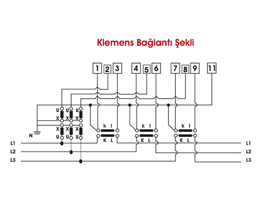 EC25TV Aktif/Reaktif VT Elektrik Sayacı Kroki